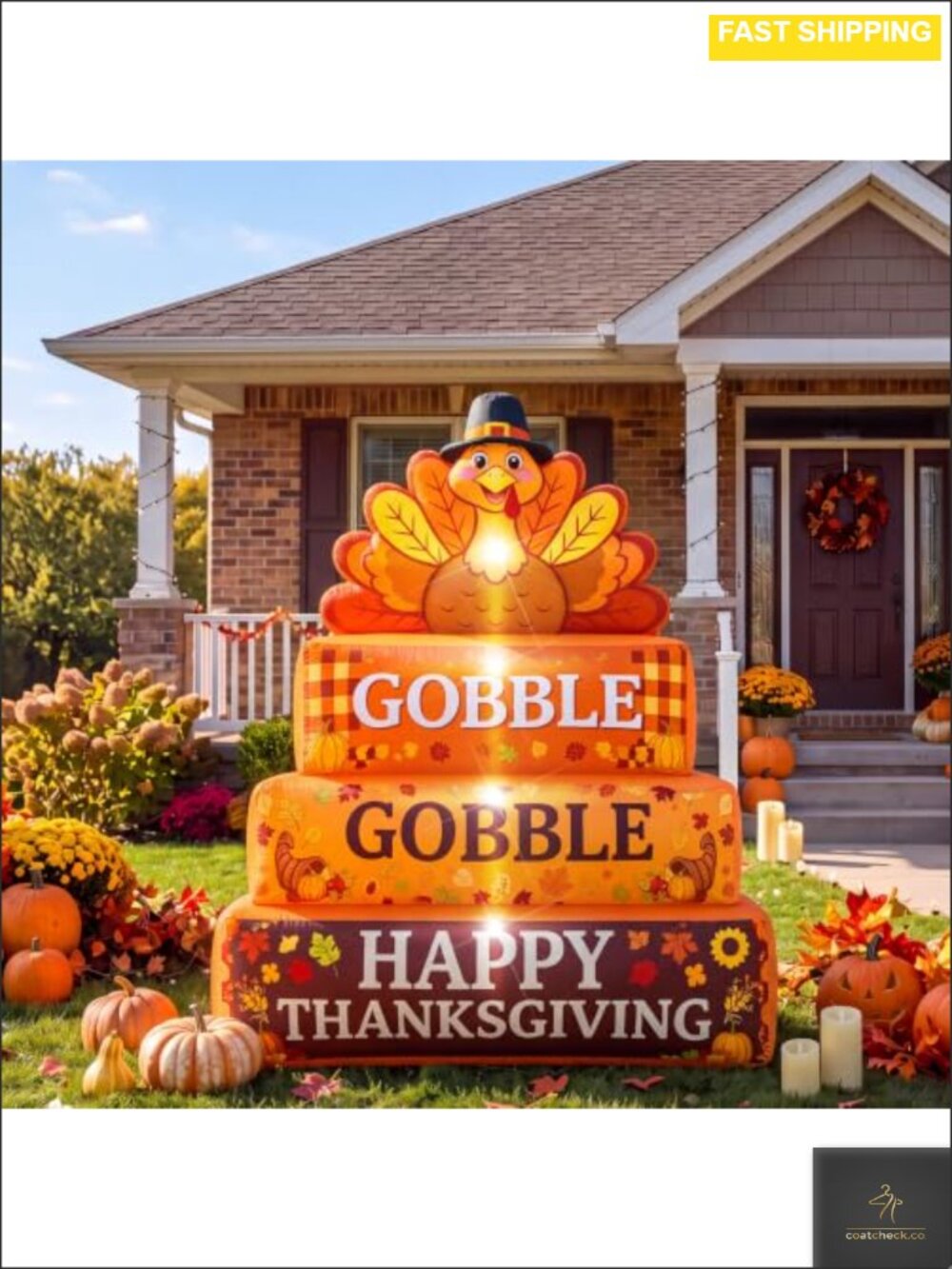 5ft Inflatable Turkey Thanksgiving Outdoor Yard Decoration LED Lighted